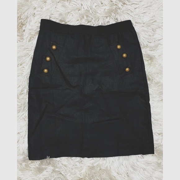 Willi Smith Black 100% Linen Classic Minimalist Skirt - Picture 1 of 6